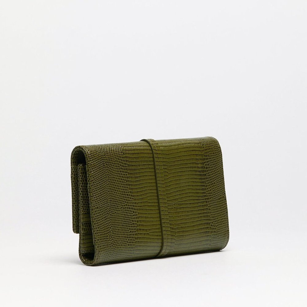 Hammitt Benjamin Leather Wallet In Evergreen Lizard One Size NWT - Picture 4 of 5